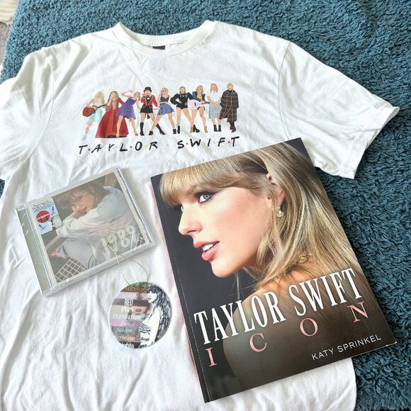 Taylor Swift Tops - 4pc Taylor Swift Tshirt Merch Bundle, cd, book, ornament, Swiftie